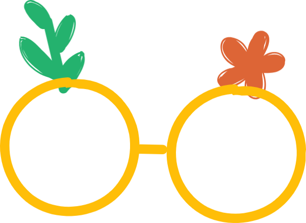 眼镜可爱黄色花草